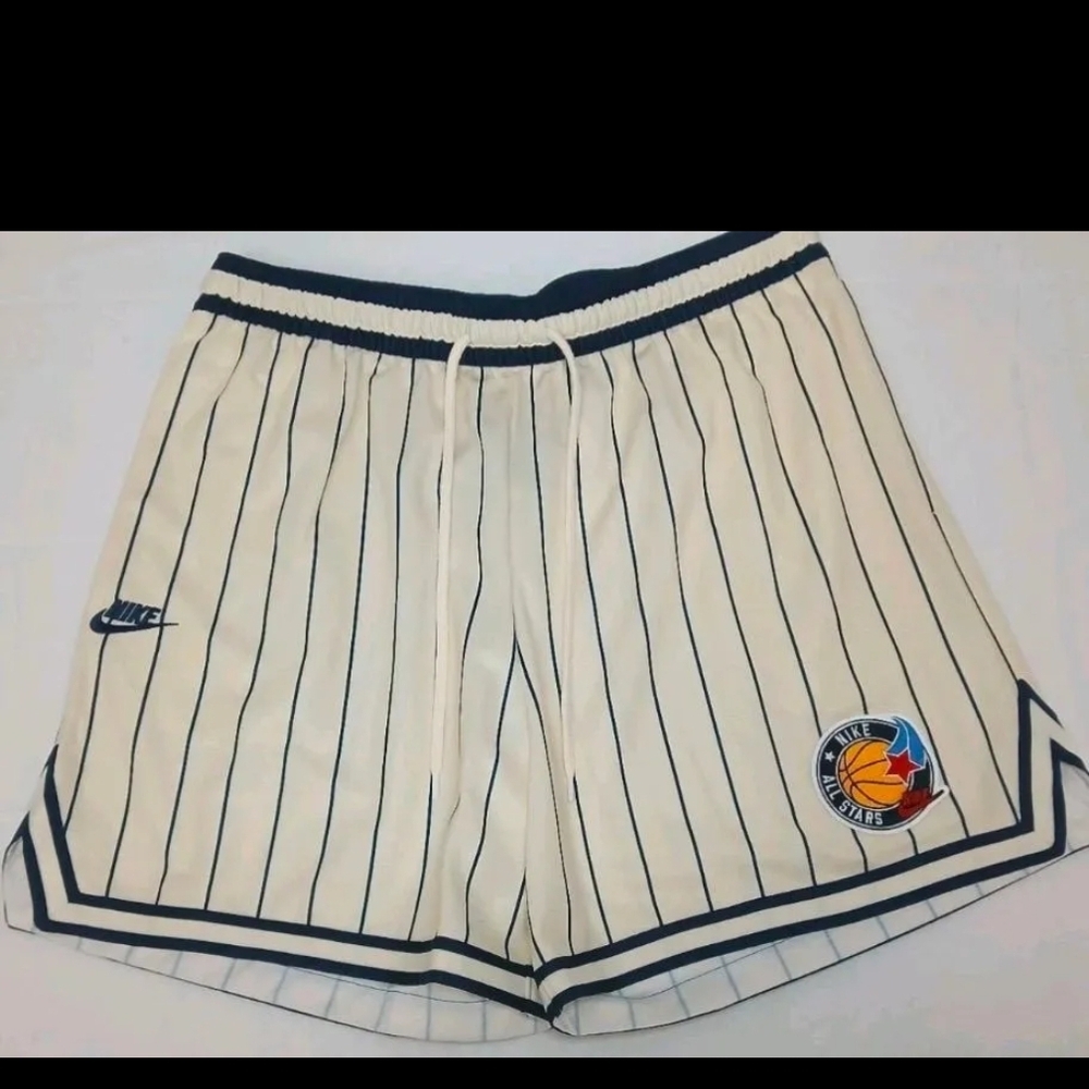 Nike Cream and Navy Blue Striped Shorts